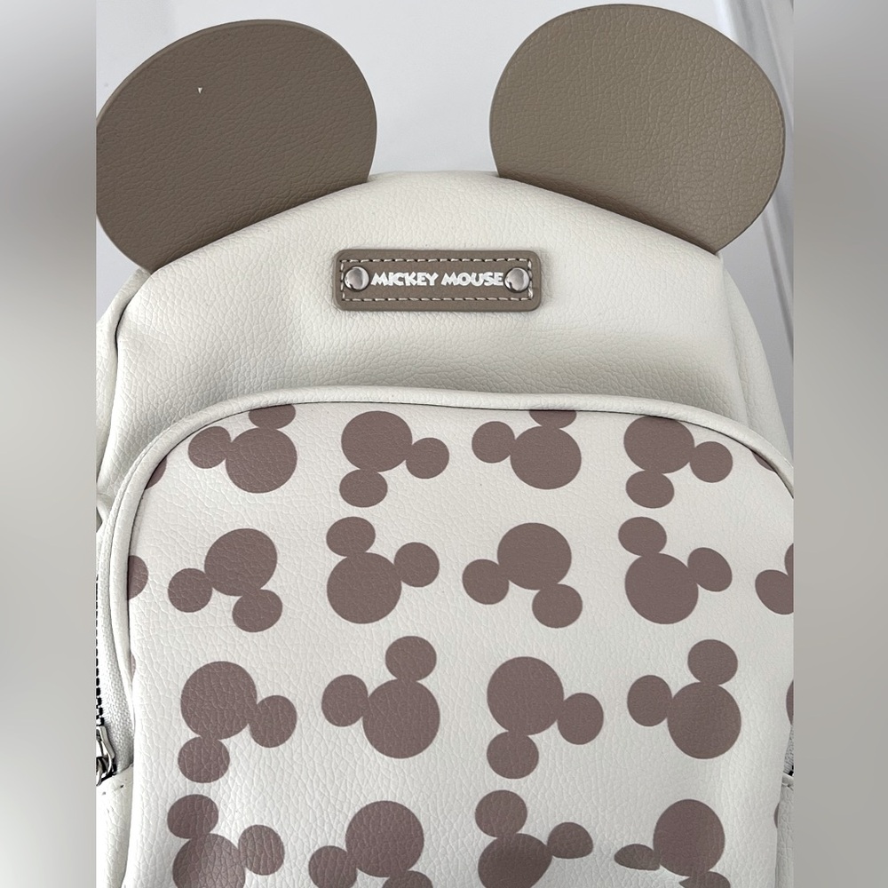 Adorable Khaki and Cream Mickey Mouse Backpack with Iconic Ears.  New with Tags. - Picture 2 of 14
